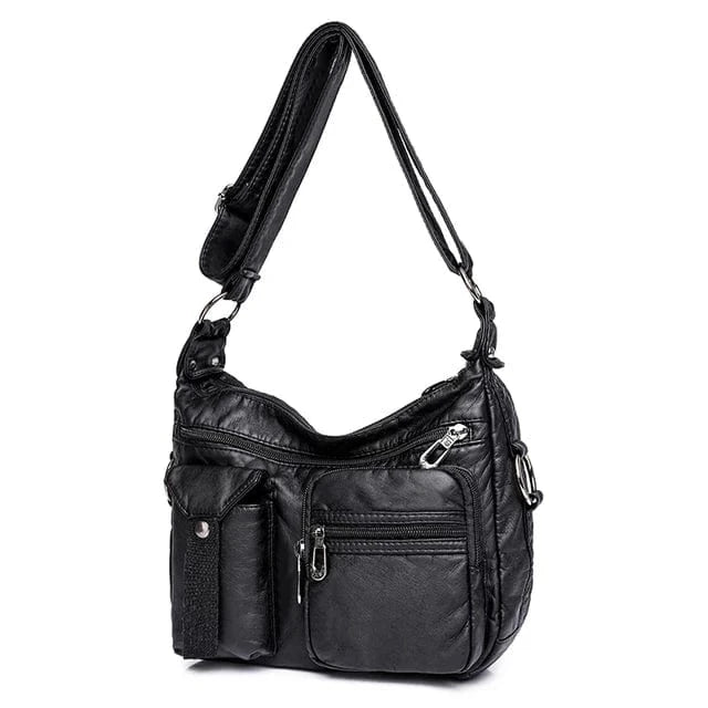 Black New Design Women Shoulder Bag Pu Leather Crossbody Bag Soft Messenger Bag Large Capacity Leather Purses Bolsa Feminine