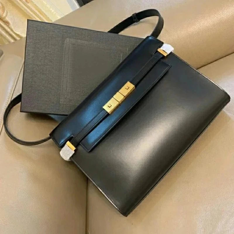 Black plain weave Customizable logo Bag 2024 new women's bag leather retro versatile One Shoulder Messenger underarm bag