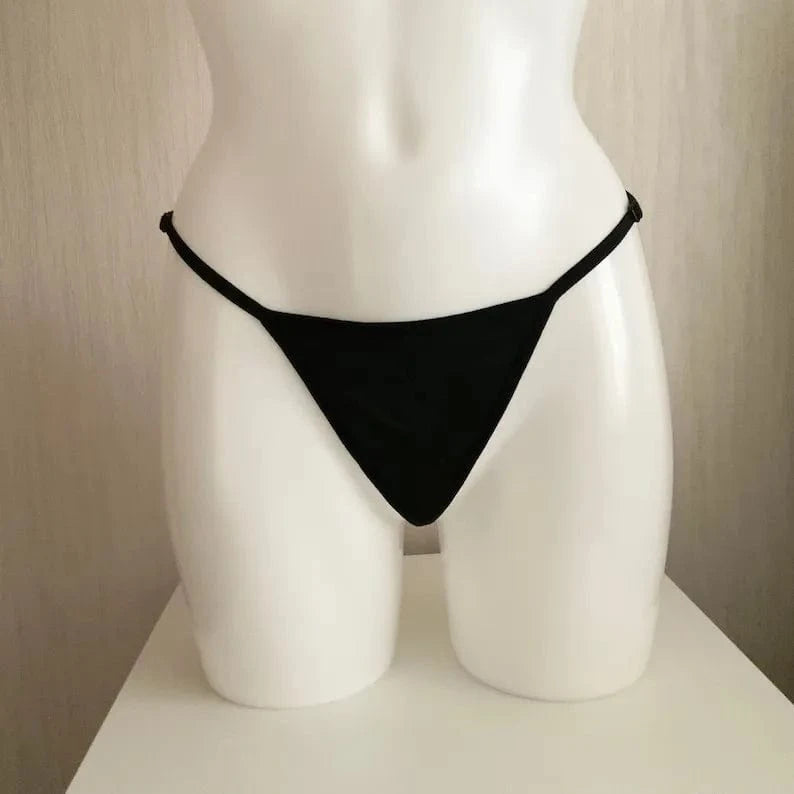 Black Rhinestone Sexy Thongs Panties Underwear for Women G-string Bikini Lingerie Thong Bikini Metal Chain Custom Jewelry