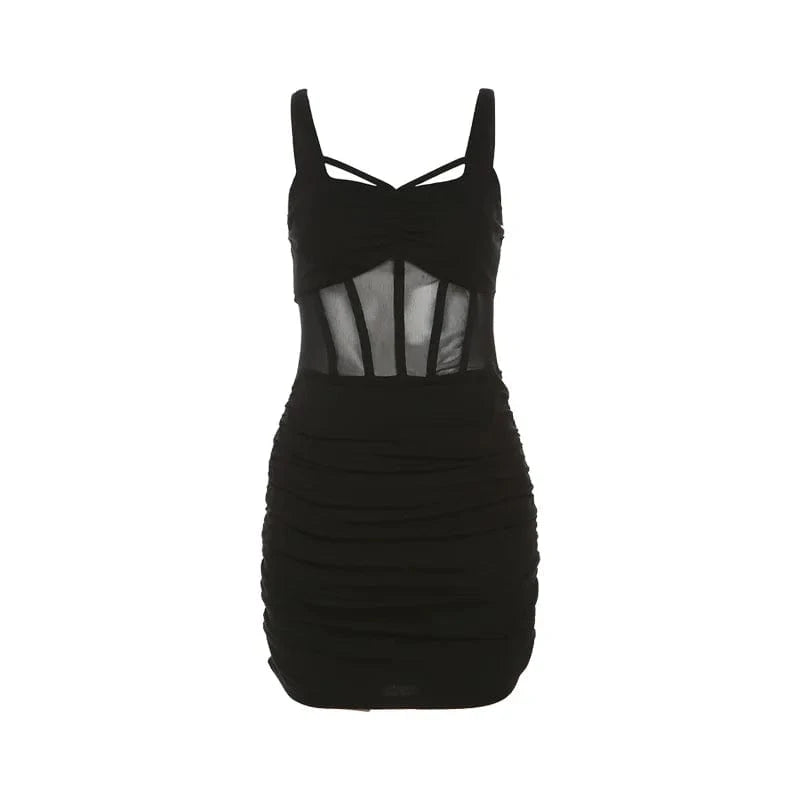 black / S Sylcue Black Mysterious Sexy Mature Beautiful Tight Hot Confident Summer Party Intellectual Elegant Simple Women'S Strap Dress