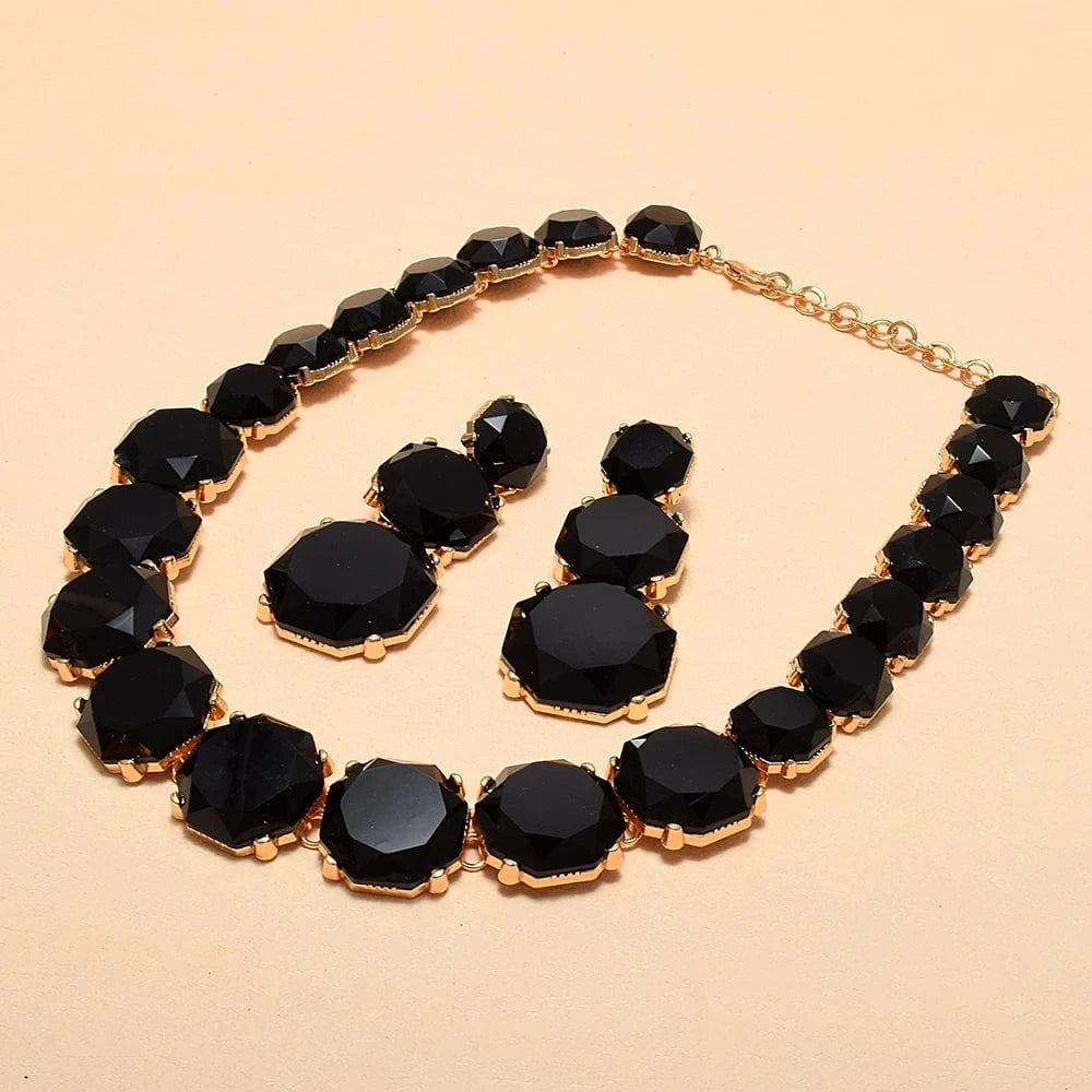 Black-Set High Quality Multicolor Resin Choker Necklace Women Jewelry Statement Collar Necklace Trendy Accessories Wholesale