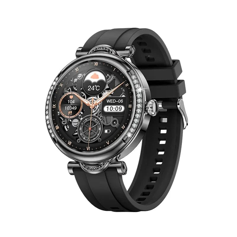Black Silicone Strap 2024 CF32 1.27 "inch HD Realtek8763EWE Chip with Diamond Ladies Smart Bracelet Women Smart Watch FitcloudPro
