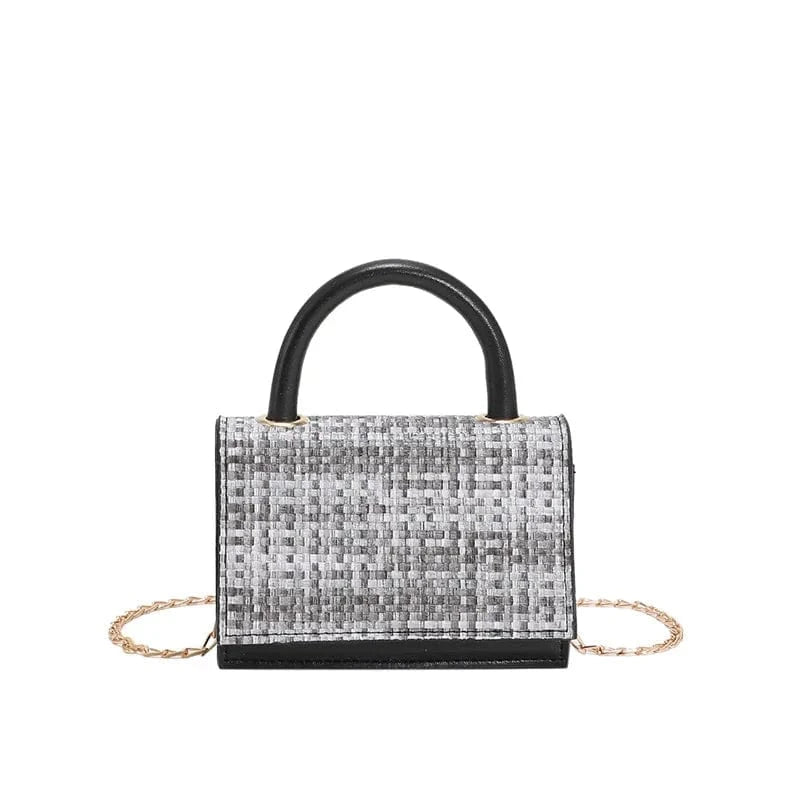 Black Summer Mini Trend Woven Contrast Color Sweet Cute Shoulder Messenger Luxury Leather Crossbody Bags Women Handbags