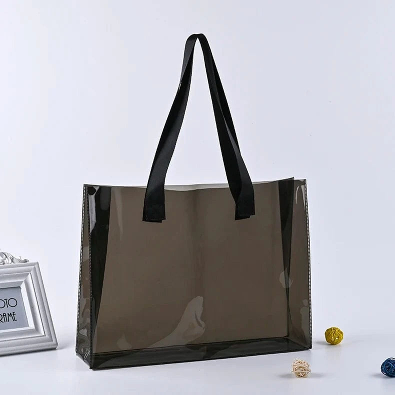 Black transparent Graceful transparent clear pvc tote beach bag