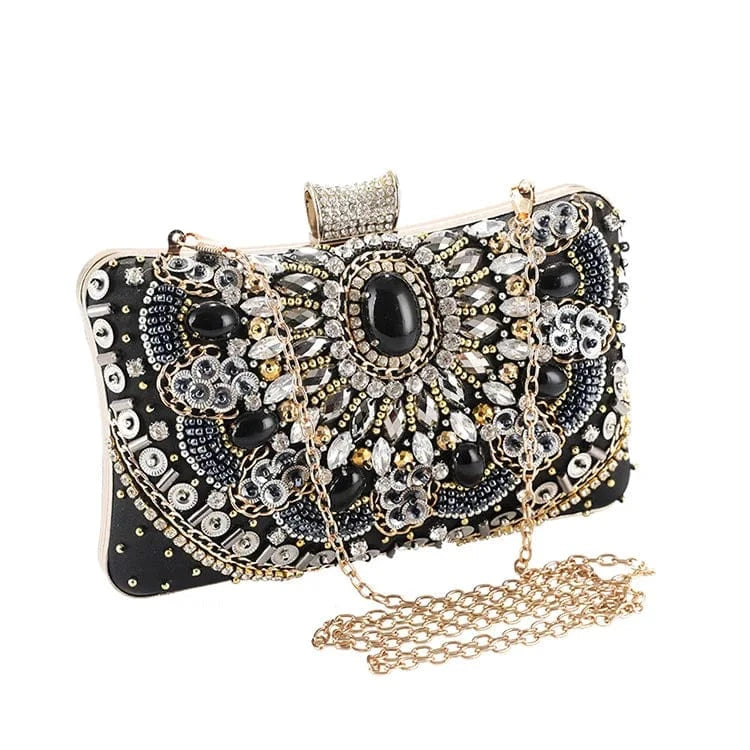 Black unique sequin diamond crystal clutch bag luxury wedding party rhinestone clutch evening purse