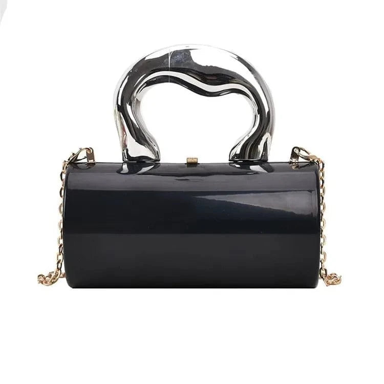 Black Women's Handbag Bags For Women 2024 Party Clutches Fashion Cylinder Mini Evening Purse Crossbody Shoulder Bag Gold Box Clutch
