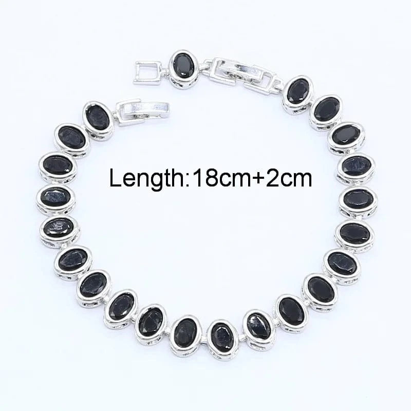Black Zircon White Gold Jewelry Sets for Women Wedding Bracelet Earrings Necklace Pendant Ring Gift Box
