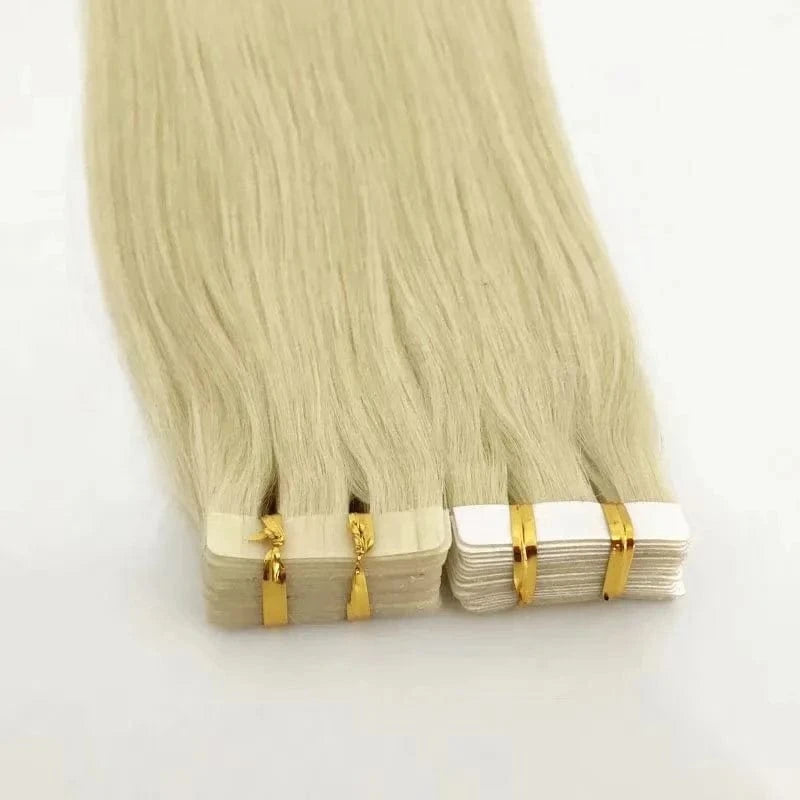 blonde / 14 Inches Wholesale Invisible Tape In Human Hair Extension Double Drawn 100% Russian Virgin Human Tape in Hair Extensions