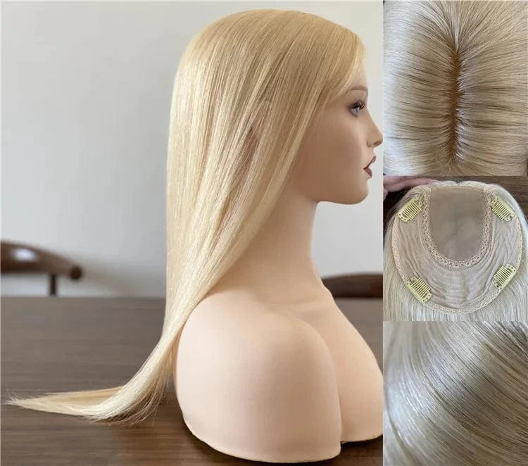 blonde 613# / 20 Inches Greathairgroup Women Hair Pieces Remy Human Hair For Women Topper Hand-made Silk Base Topper