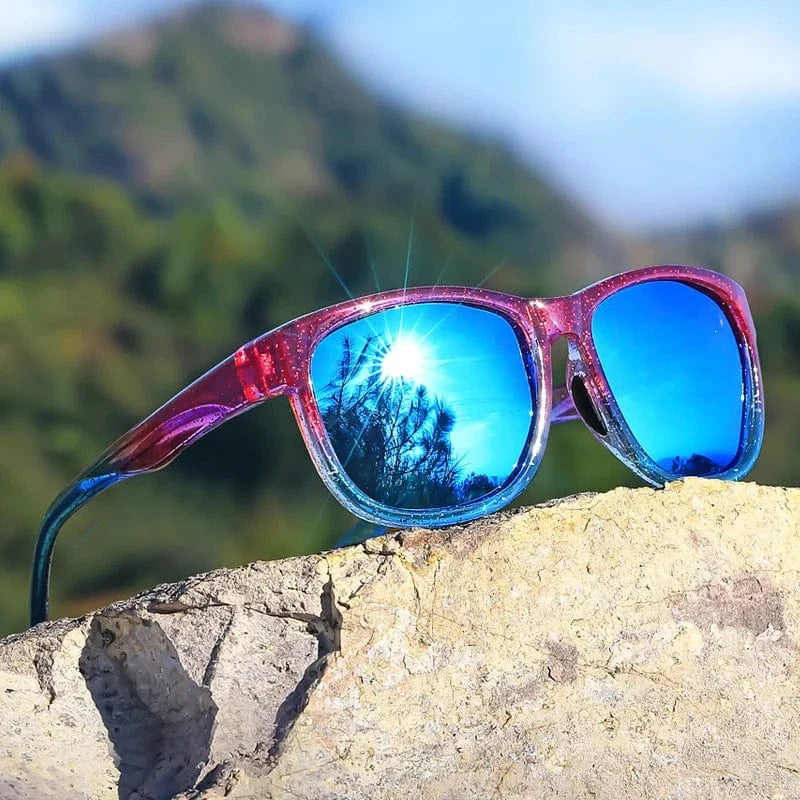 Blue 1 Pair Unisex Polarized Square Fashion Sunglasses - Lightweight Purple Glitter Frame, TAC Lenses for Outdoor Sports & Fashion