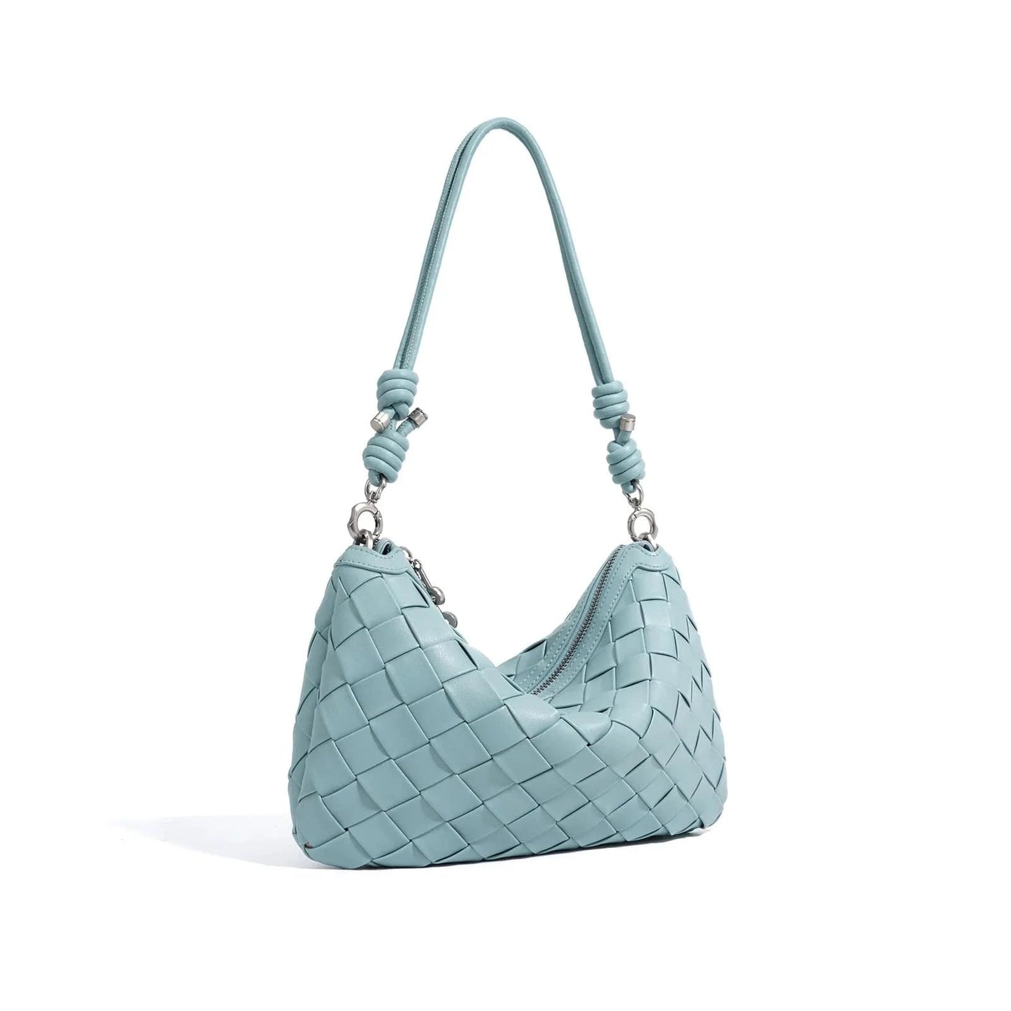 Blue 30*5*19cm 2025 New Design Woven Bag Luxury Genuine Cowhide Leather Women Handbag High-End Women's Hand-Woven Armpit Bag BOLSO DE LUJO