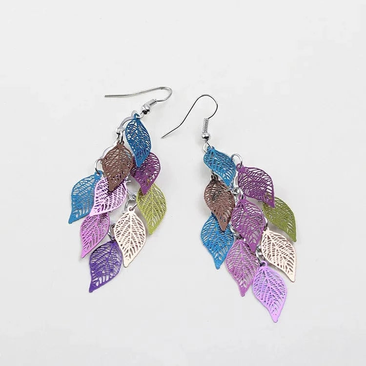 Blue and Purple color matching New fashion leaf earrings color copper earrings jewelry