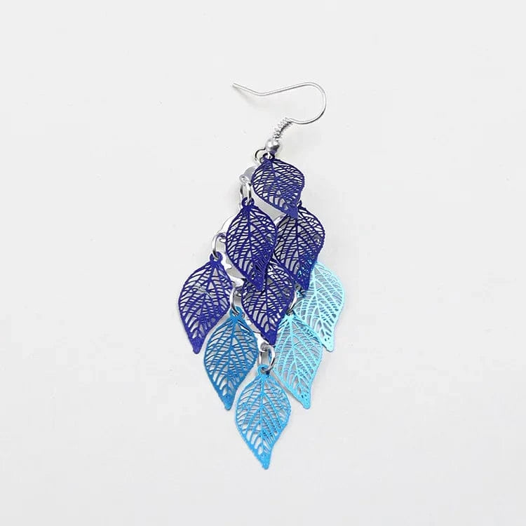 Blue color matching New fashion leaf earrings color copper earrings jewelry