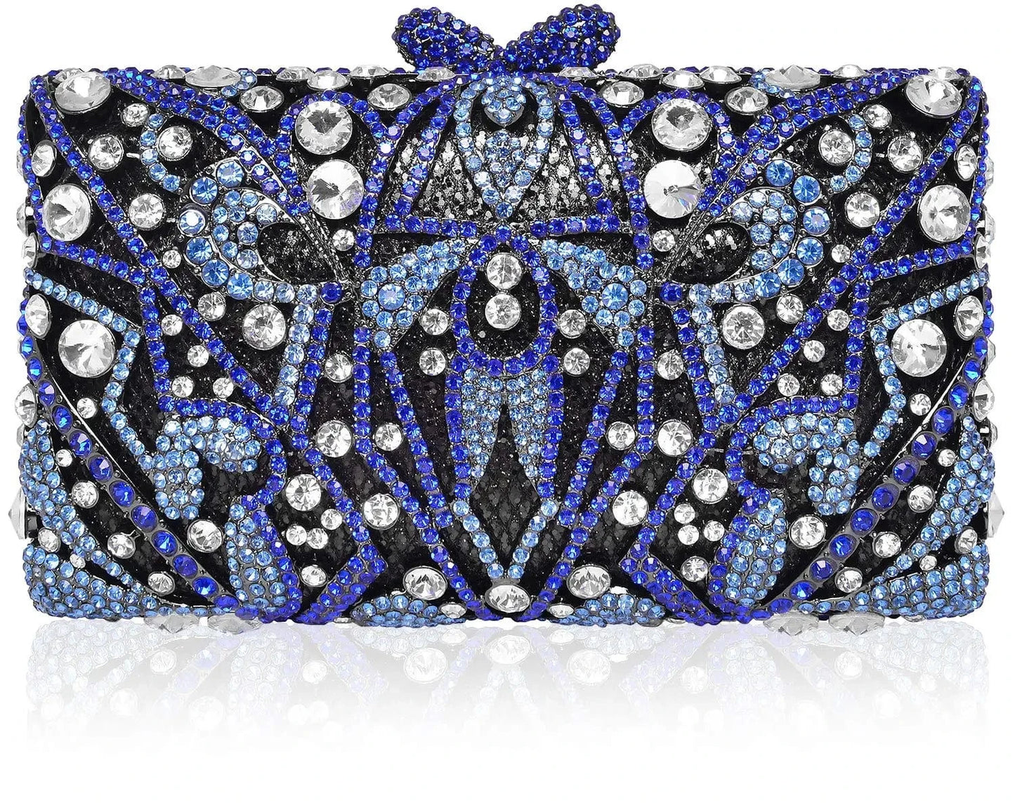 Blue Fast Delivery Hollow Out Purse Diamond Luxury Handmade Rhinestone Gown Wedding Party Crystal Evening Clutch Bag