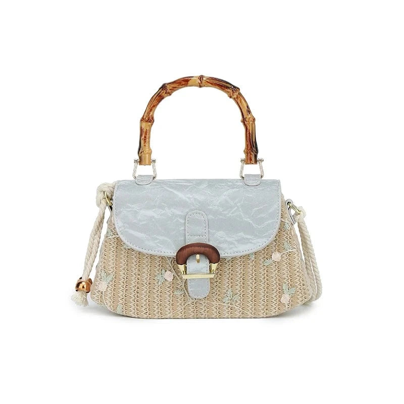 blue New Box Shape weave Crossbody Hand Bag Girls Shoulder Bag Clutch Purse Cute Small Women's Handbags