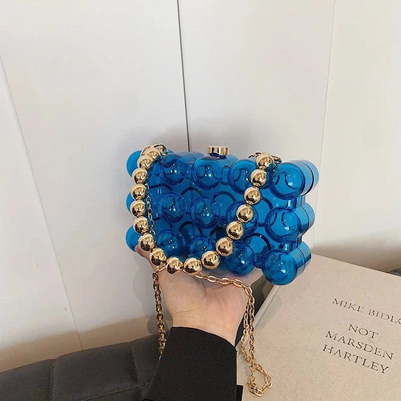 blue New Fashion women Handbags pvc hand square box Light Lady Tote Bags Lady Design Purses For Females