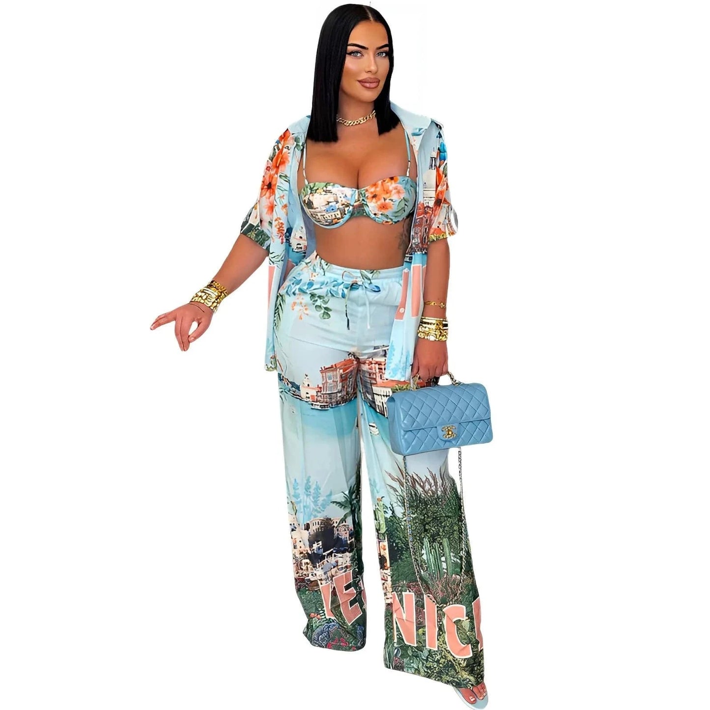 Blue / S 4 Piece Set Africa Clothes African Dashiki New Dashiki Fashion Suit Top And Pants Suits Trousers Ropa Dama Party For Lady
