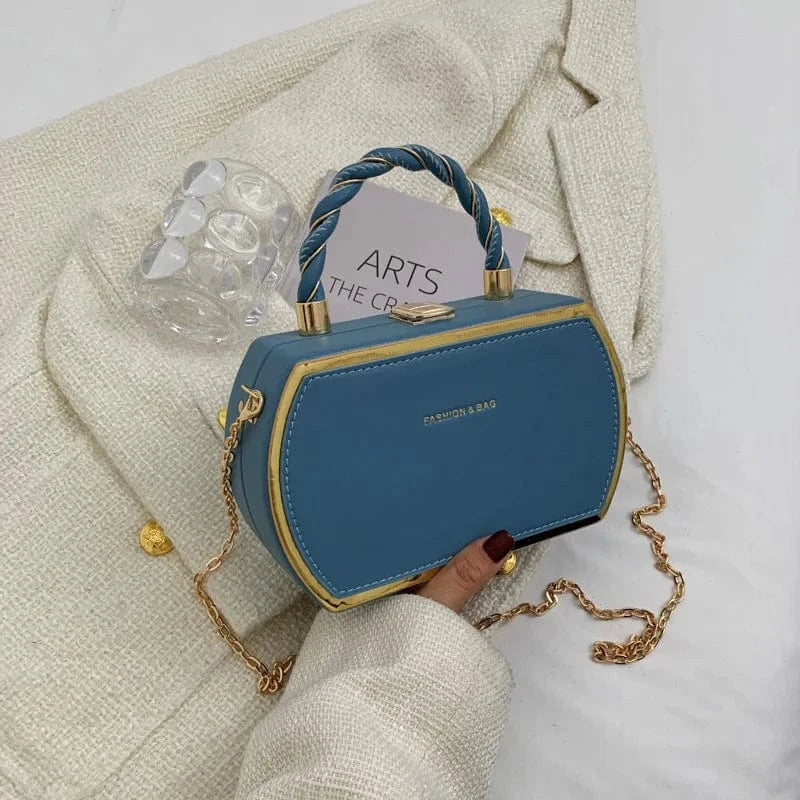 Blue Simple Designer Shoulder Bag High Quality PU Leather Chain Female Crossbody Bags Designer Handbags for Women Luxury 2023