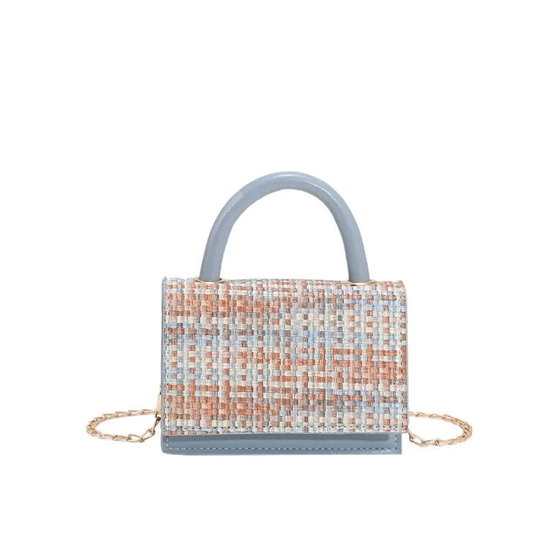 Blue Summer Mini Trend Woven Contrast Color Sweet Cute Shoulder Messenger Luxury Leather Crossbody Bags Women Handbags