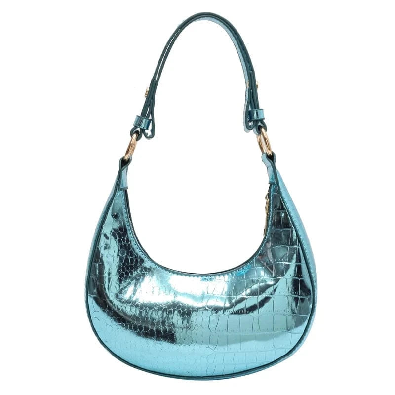 blue Wholesale Fashion PU Leather Women Chains Handbag Golden Color Chain Shoulder Bag Lady Purse Crossbody Messenger Bag