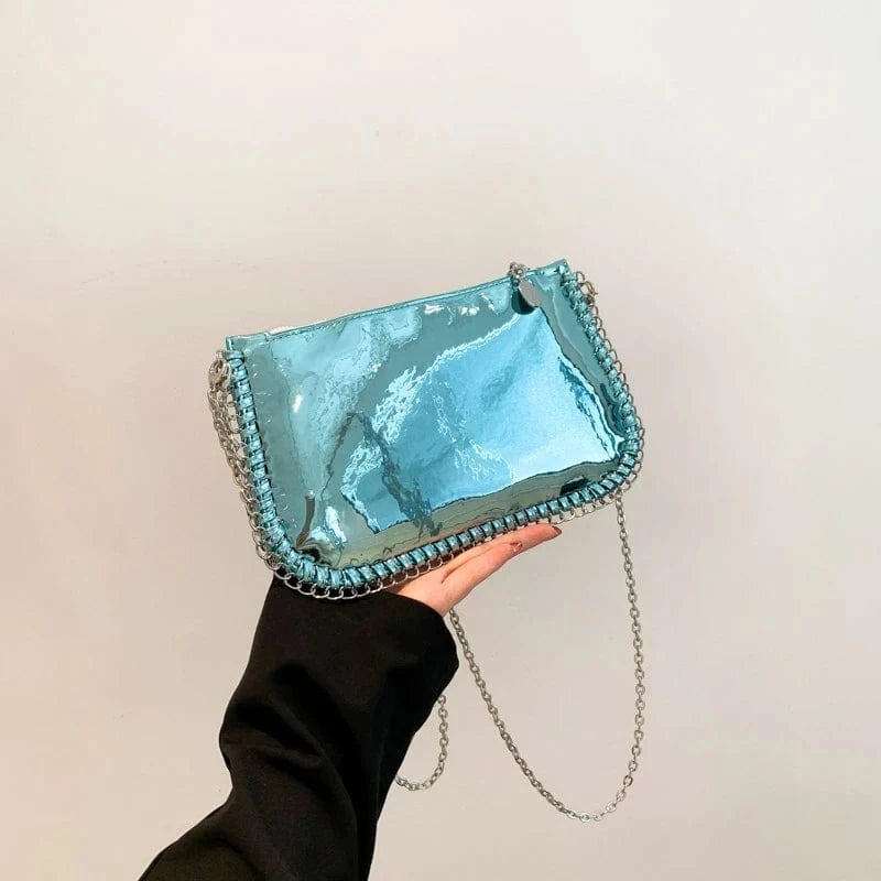 blue Wholesale New Glossy Fashion pu bags box shoulder handbags jelly bags for women sac a main femm
