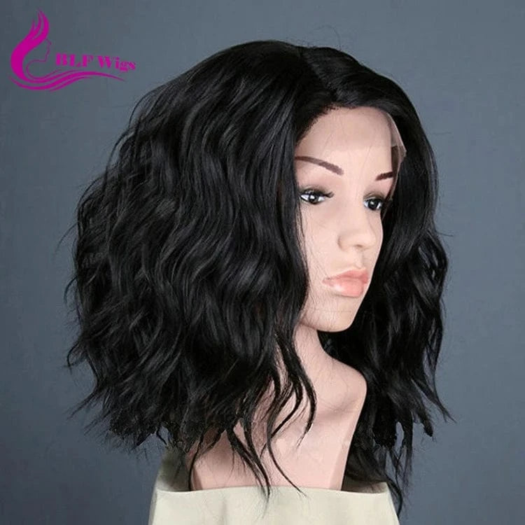 Blunt Cut Bob Style Pure Brazilian Human Hair Wigs Pre Plucked Human Lace Front Wig Water Wave Raw Lace Frontal Wig