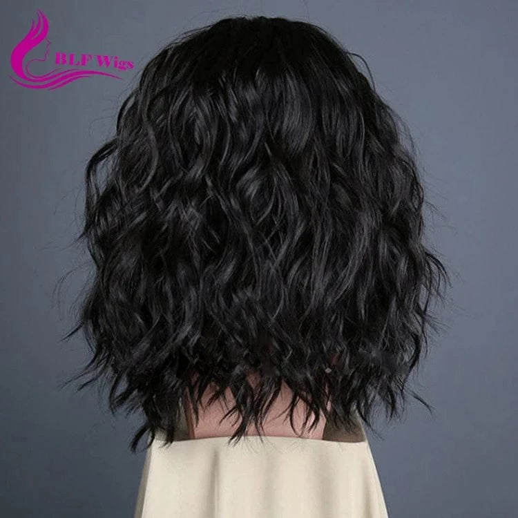 Blunt Cut Bob Style Pure Brazilian Human Hair Wigs Pre Plucked Human Lace Front Wig Water Wave Raw Lace Frontal Wig
