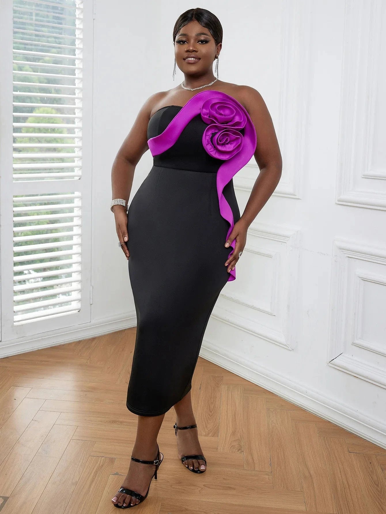Bodycon Patchwork Dropshipping American Clothing Flower Dresses Women 2024 Plus Size dress