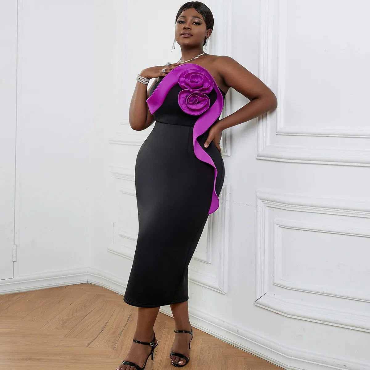 Bodycon Patchwork Dropshipping American Clothing Flower Dresses Women 2024 Plus Size dress