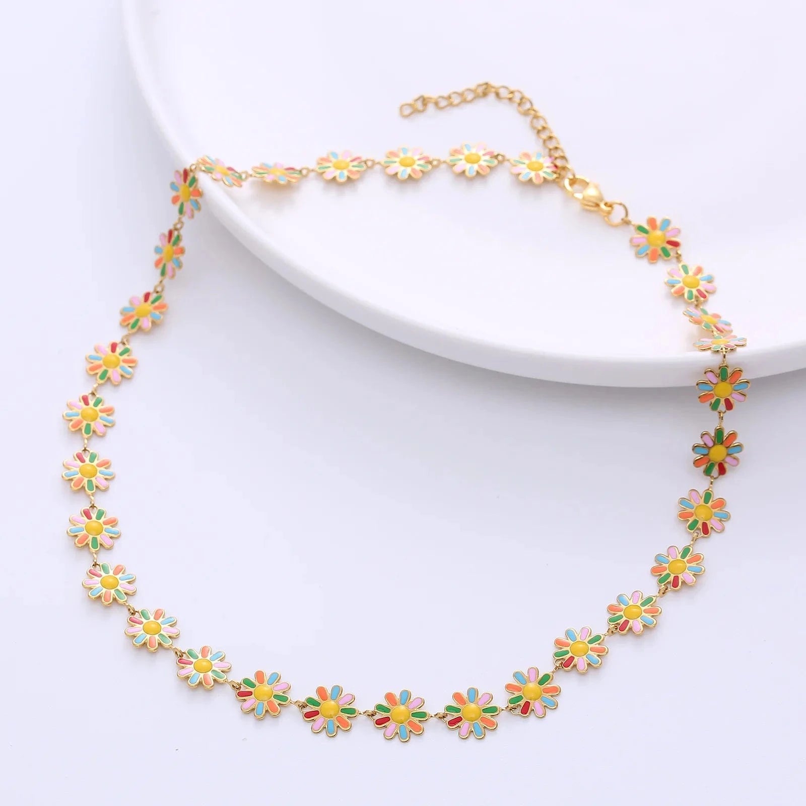 Bohemia jewelry stainless steel enamel hawaiian flower choker necklace