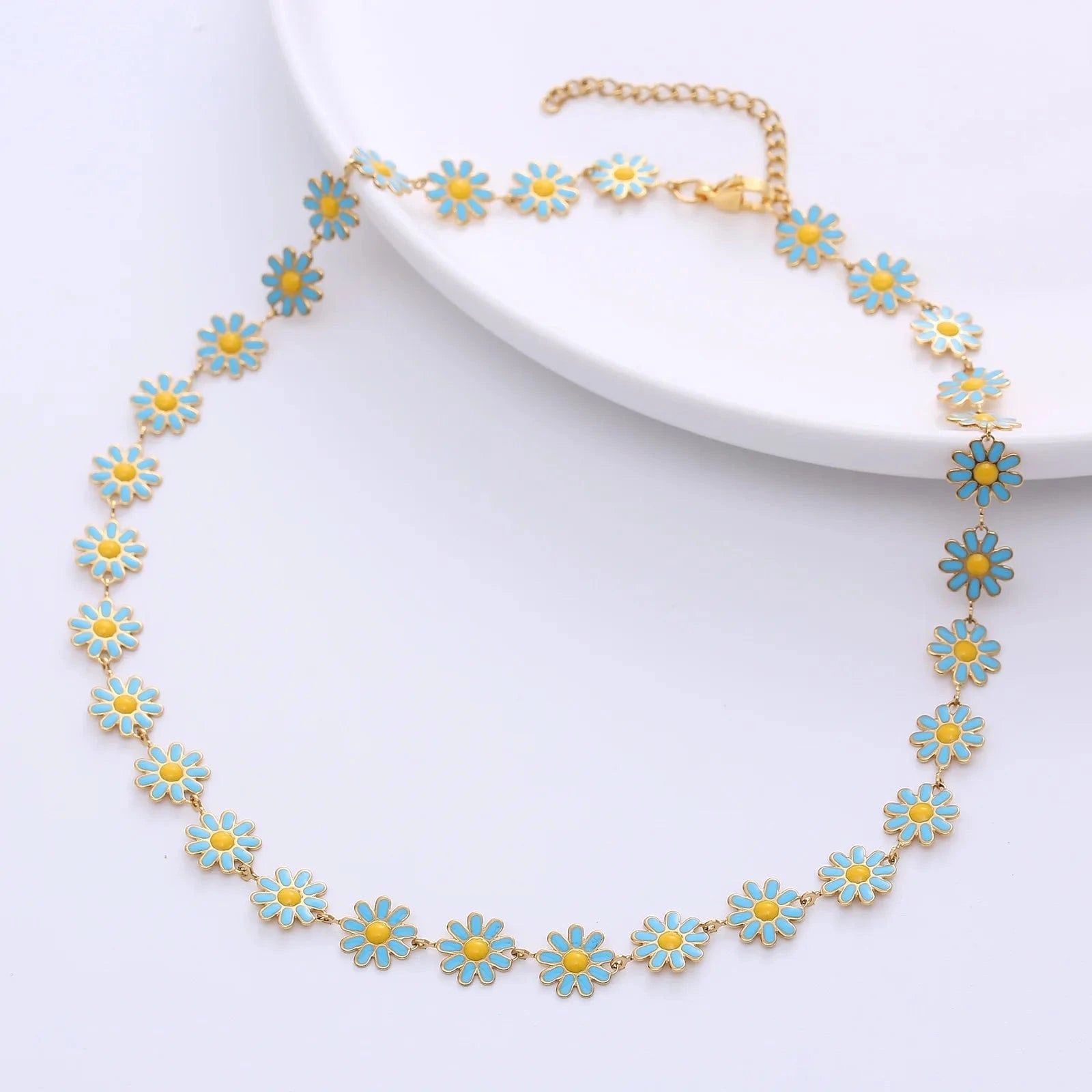 Bohemia jewelry stainless steel enamel hawaiian flower choker necklace