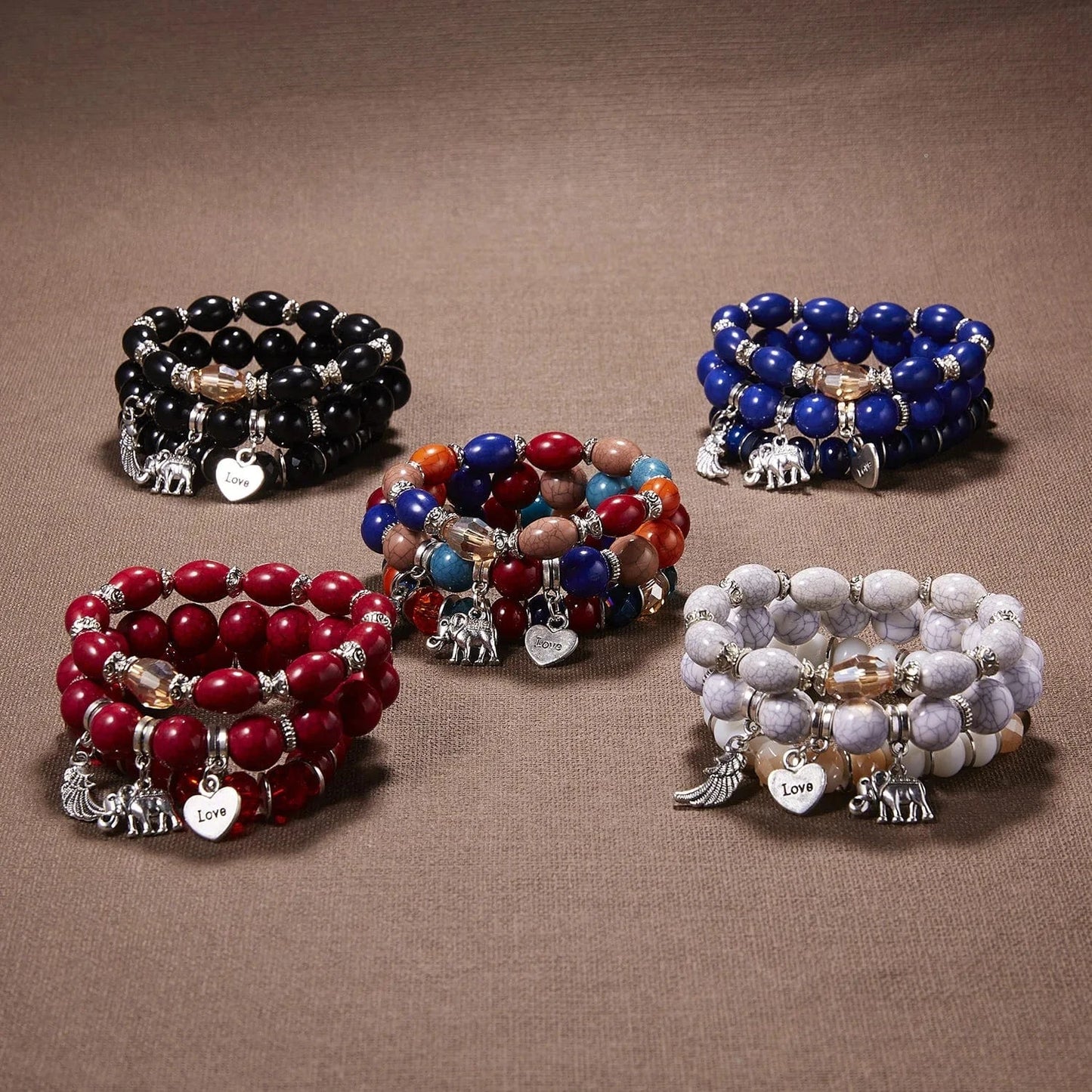 Bohemian Stackable Bead Bracelets for Women Charms Set Stretch Multilayered Glass Beads Bracelet Jewelry