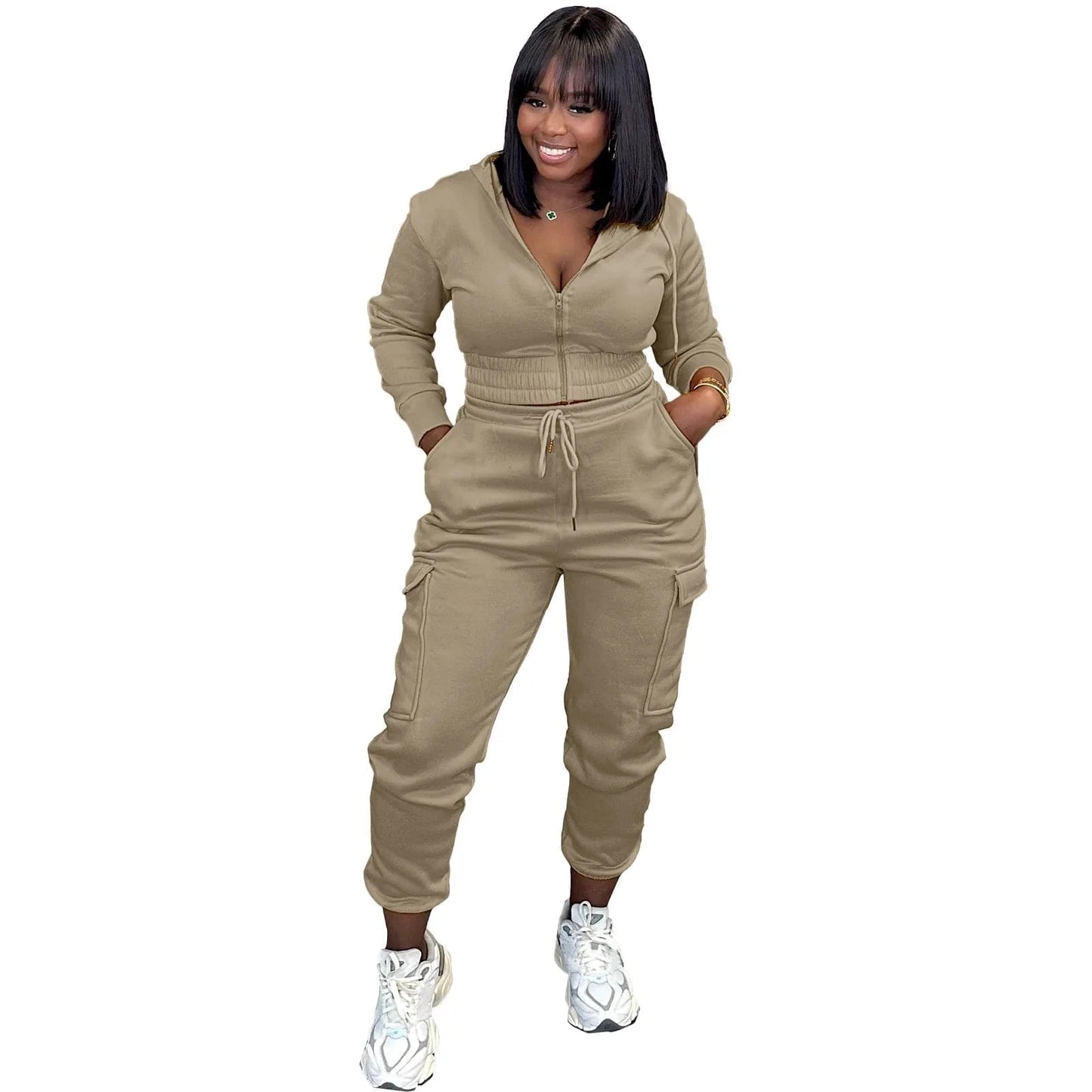 Bomblook ASST194 Sprotwear Jogging Drawstring Cardigan Hoodie Set 2 Piece Set Women Suits Set For Women