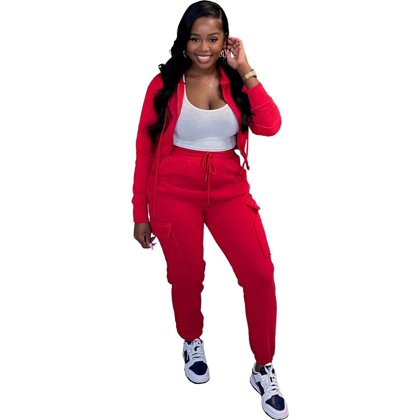 Bomblook ASST194 Sprotwear Jogging Drawstring Cardigan Hoodie Set 2 Piece Set Women Suits Set For Women
