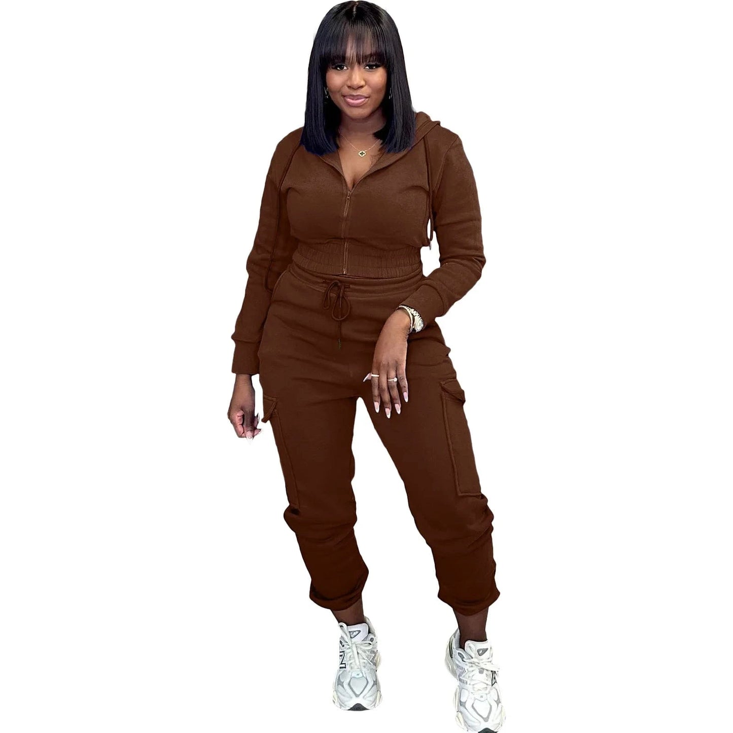 Bomblook ASST194 Sprotwear Jogging Drawstring Cardigan Hoodie Set 2 Piece Set Women Suits Set For Women