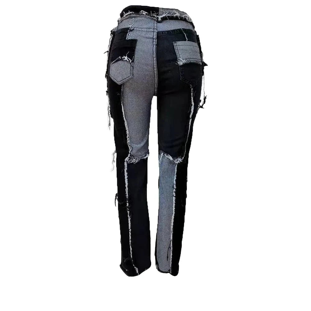 Bomblook C1009PT 2023 Winter New Arrival High Street Low Waist Ladies Jeans Boy Friend Trousers Denim Patchwork Jeans Women