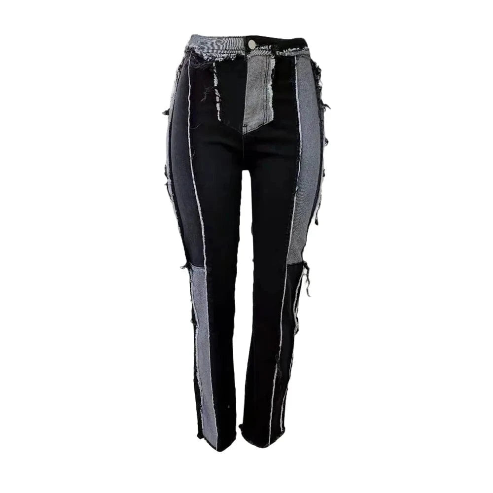 Bomblook C1009PT 2023 Winter New Arrival High Street Low Waist Ladies Jeans Boy Friend Trousers Denim Patchwork Jeans Women
