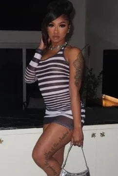 Bomblook C105DS01 2024 Spring Sexy Outfits Dress For Women Sheer Mini Bodycon Dress Striped Print One Shoulder Dresses