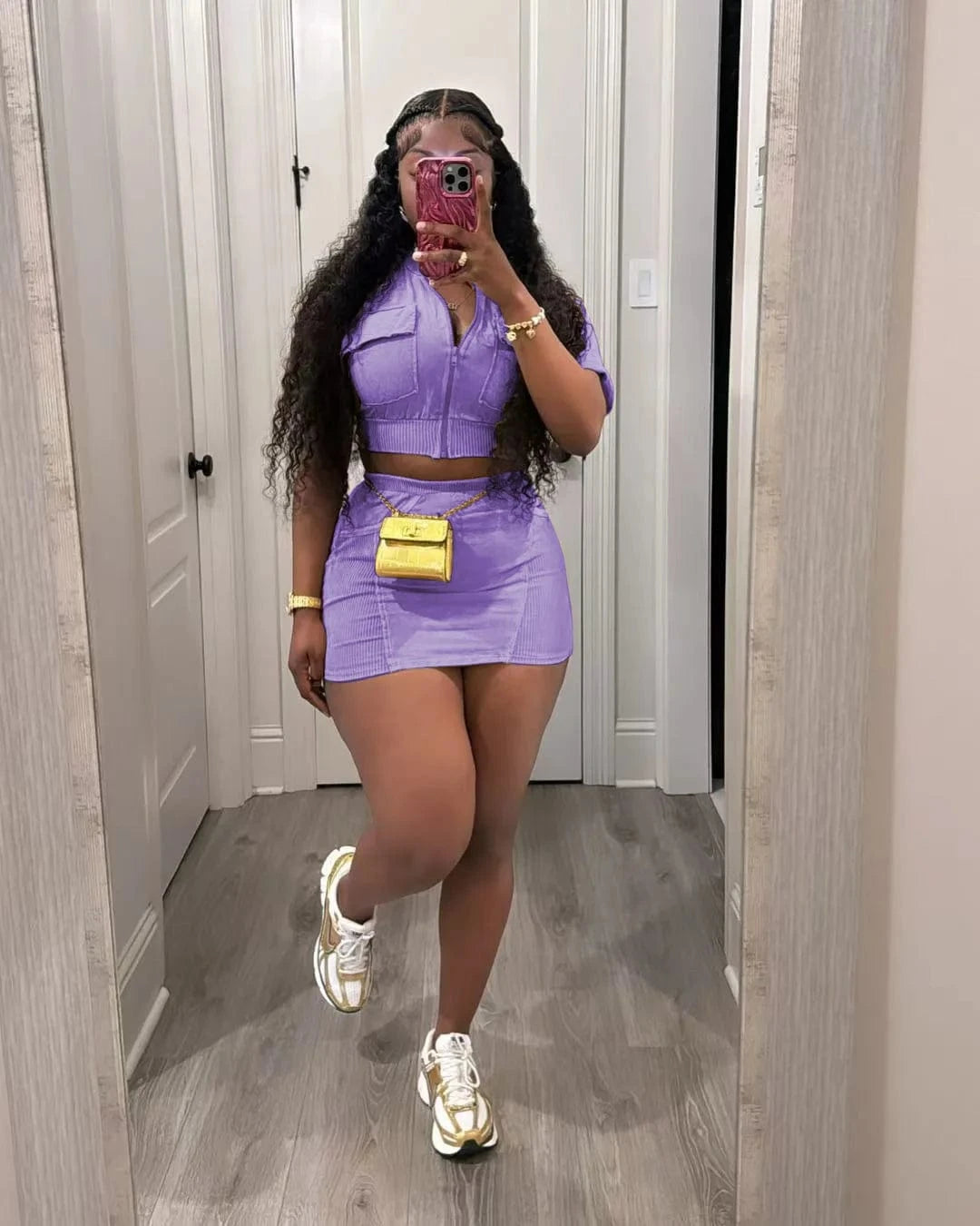 Bomblook C608ST05 Fashion Denim Washed Short Jacket New Design Outfits Streetwear 2 Piece Skirt Set Women Summer