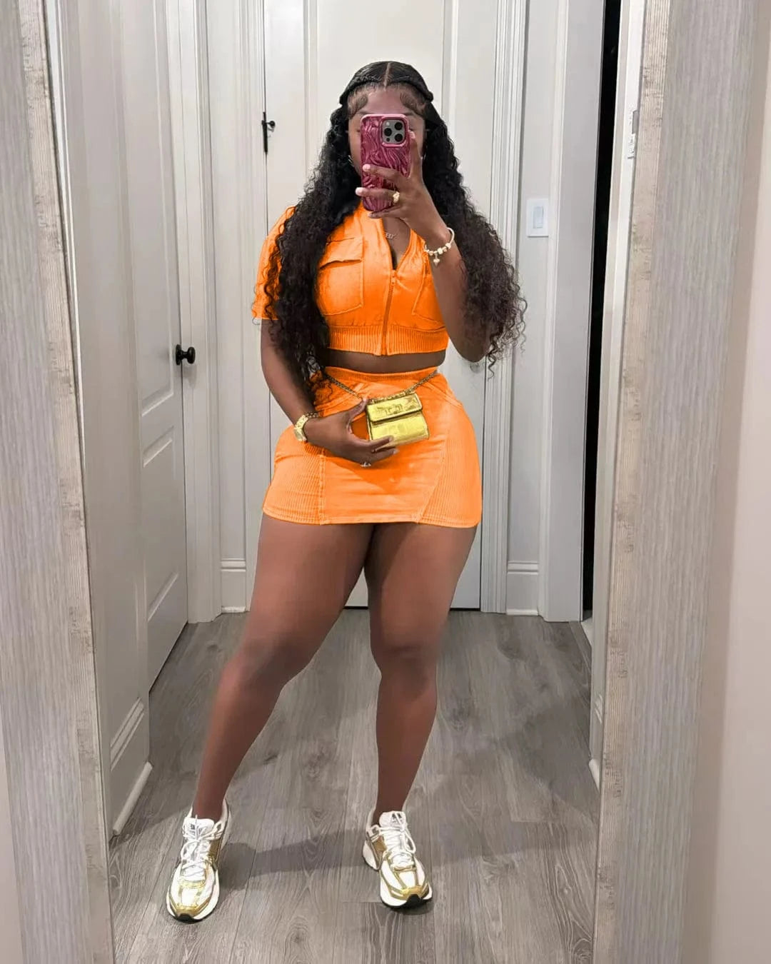 Bomblook C608ST05 Fashion Denim Washed Short Jacket New Design Outfits Streetwear 2 Piece Skirt Set Women Summer