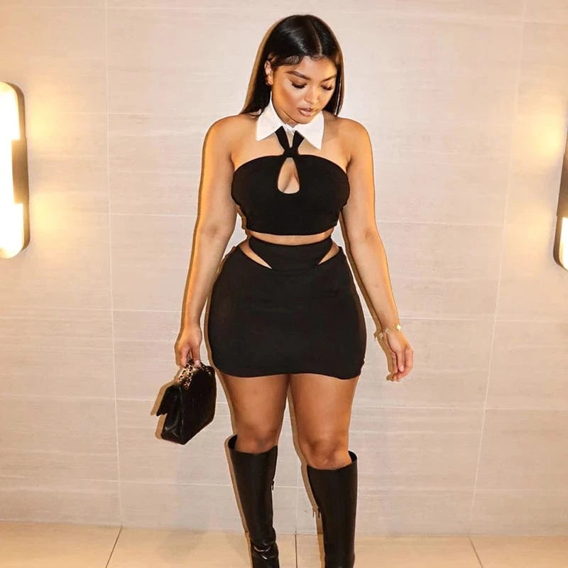 Bomblook D23ST347 New Arrival Outfits 2024 Spring Streetwear 2 Pieces Sets Shirt Top With Skirt Women Fashion Set