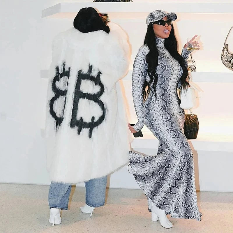 Bomblook K23DS617 2024 Spring Unique Print Outfits Dress For Women New Fashion Bodycon Snake Print Maxi Dress With New Dresses