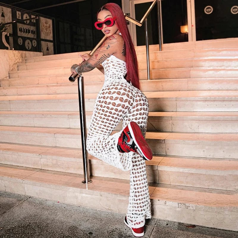 Bomblook K24JP047 Cut Out Sexy Knit Solid Halter One Piece Jumpsuit Women 2024 Summer Sleeveless Trends Women Jumpsuits