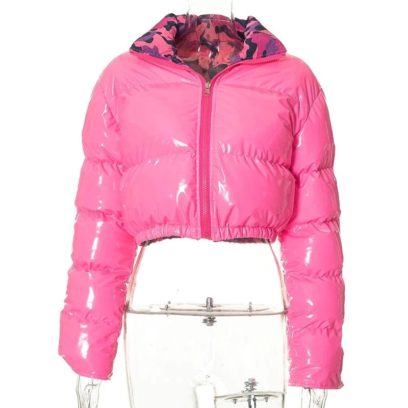 Bomblook M22TP520 Reversible Cotton Jacket Printed Coat 2024 Winter Clothes For Women