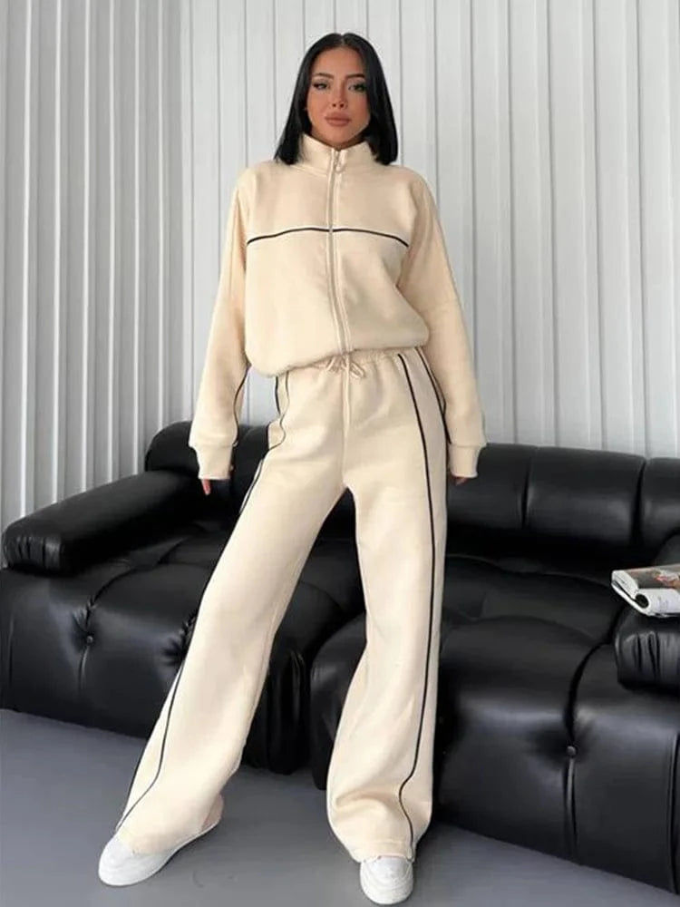 Bomblook Z1101ST01 New 2024 Casual Long Sleeve Zipper Cardigan Pants Tracksuit Sports Outfit Suit 2 piece Pants Set for Women