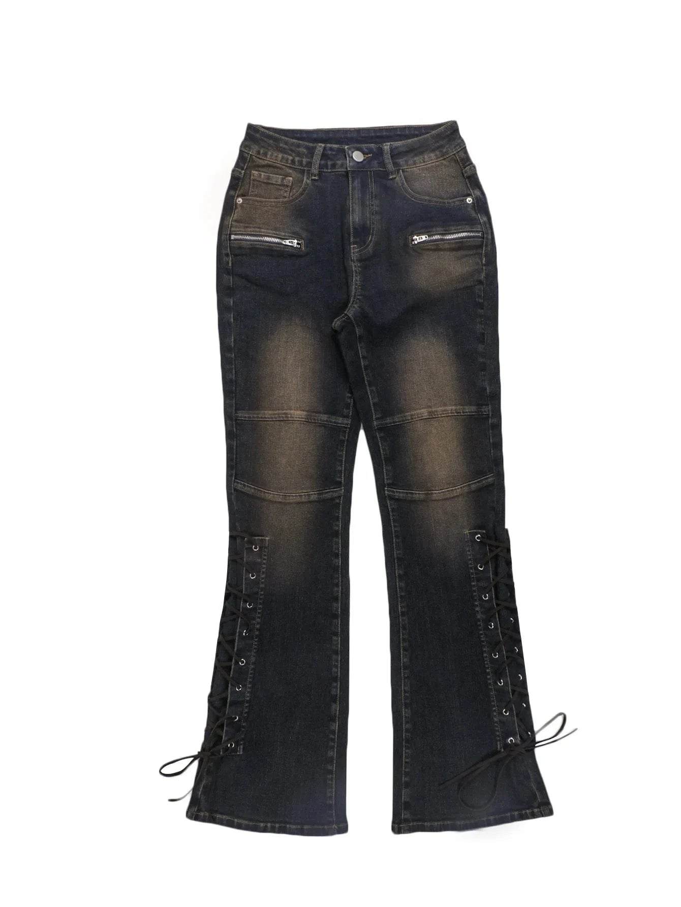 Bomblook Z925PT 2024 New High Waist Jeans Street Fashion Denim Pants Strap Zipper Slimming Pants for Women
