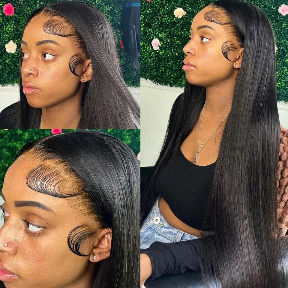 Bone Straight Hd Brazilian Full Lace Frontal Wig Natural Color Human Hair Lace Front Wigs With Baby Hair