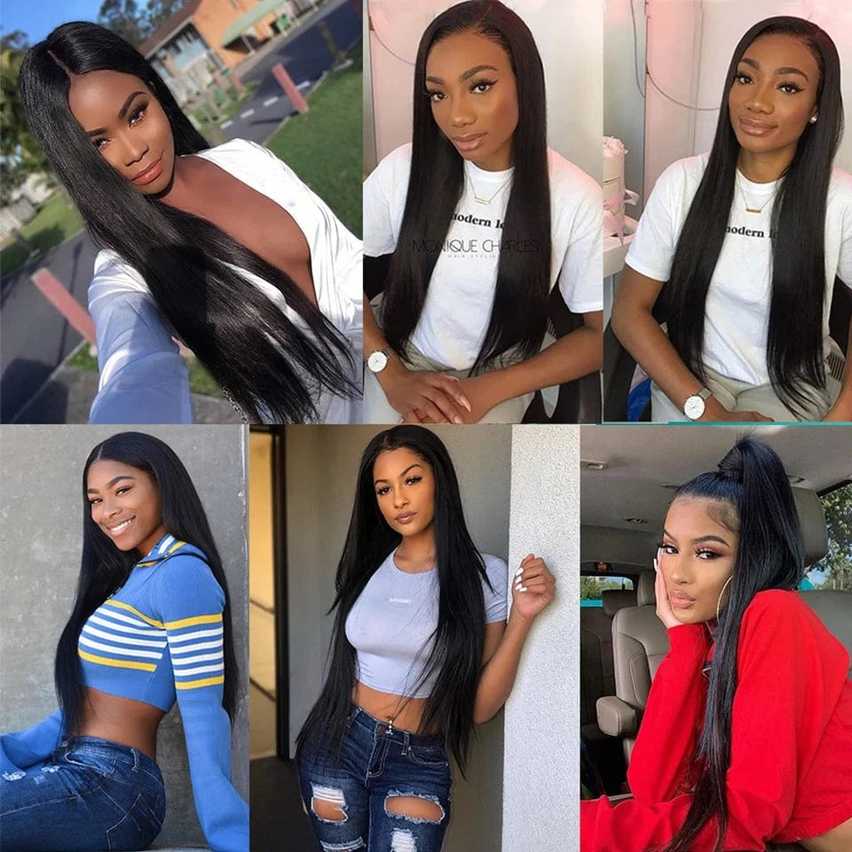 Bone Straight Hd Brazilian Full Lace Frontal Wig Natural Color Human Hair Lace Front Wigs With Baby Hair