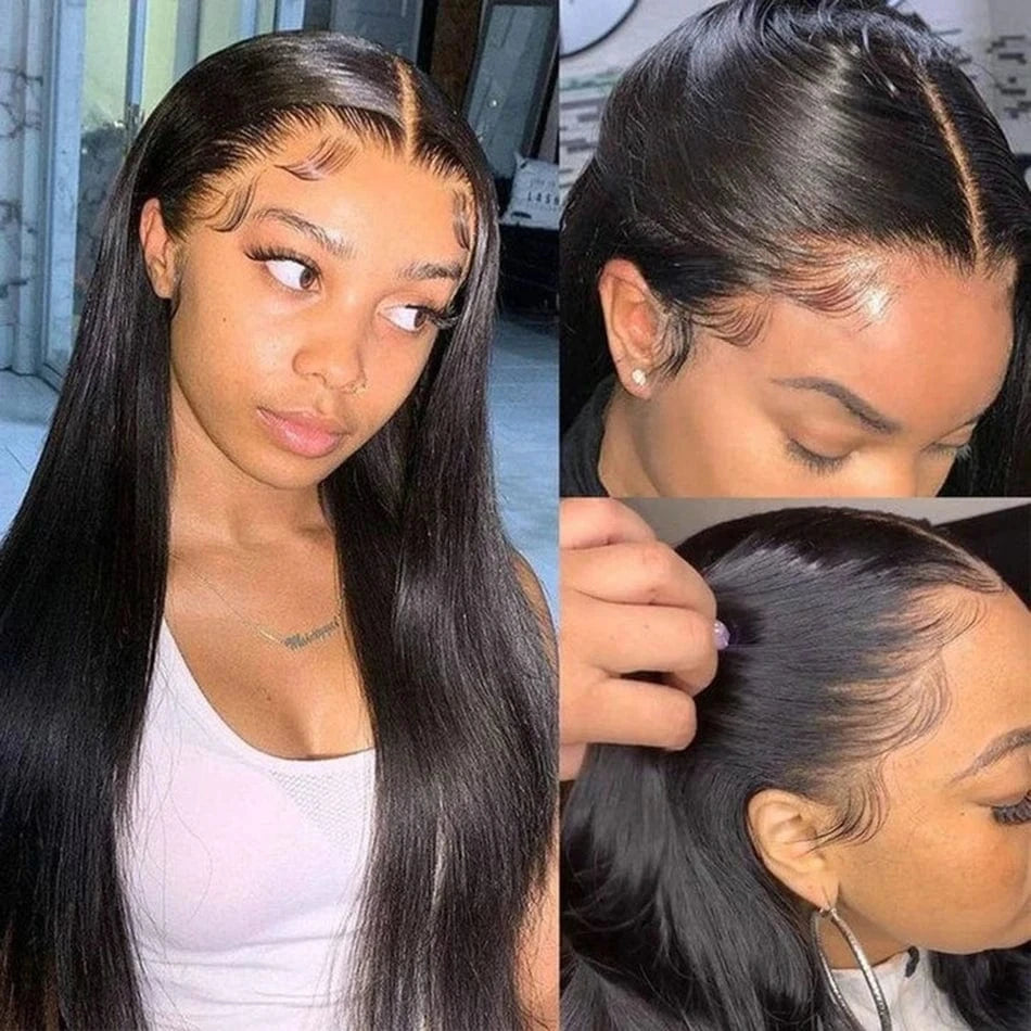 Bone Straight Hd Brazilian Full Lace Frontal Wig Natural Color Human Hair Lace Front Wigs With Baby Hair