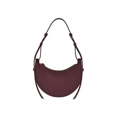 Bordeaux Red Lychee Patern Designer Polana Genuine Leather Handbags for Women Luxury Ladies Underarm Bags Elegant Crescent Shoulder Crossbody Saddle Purse